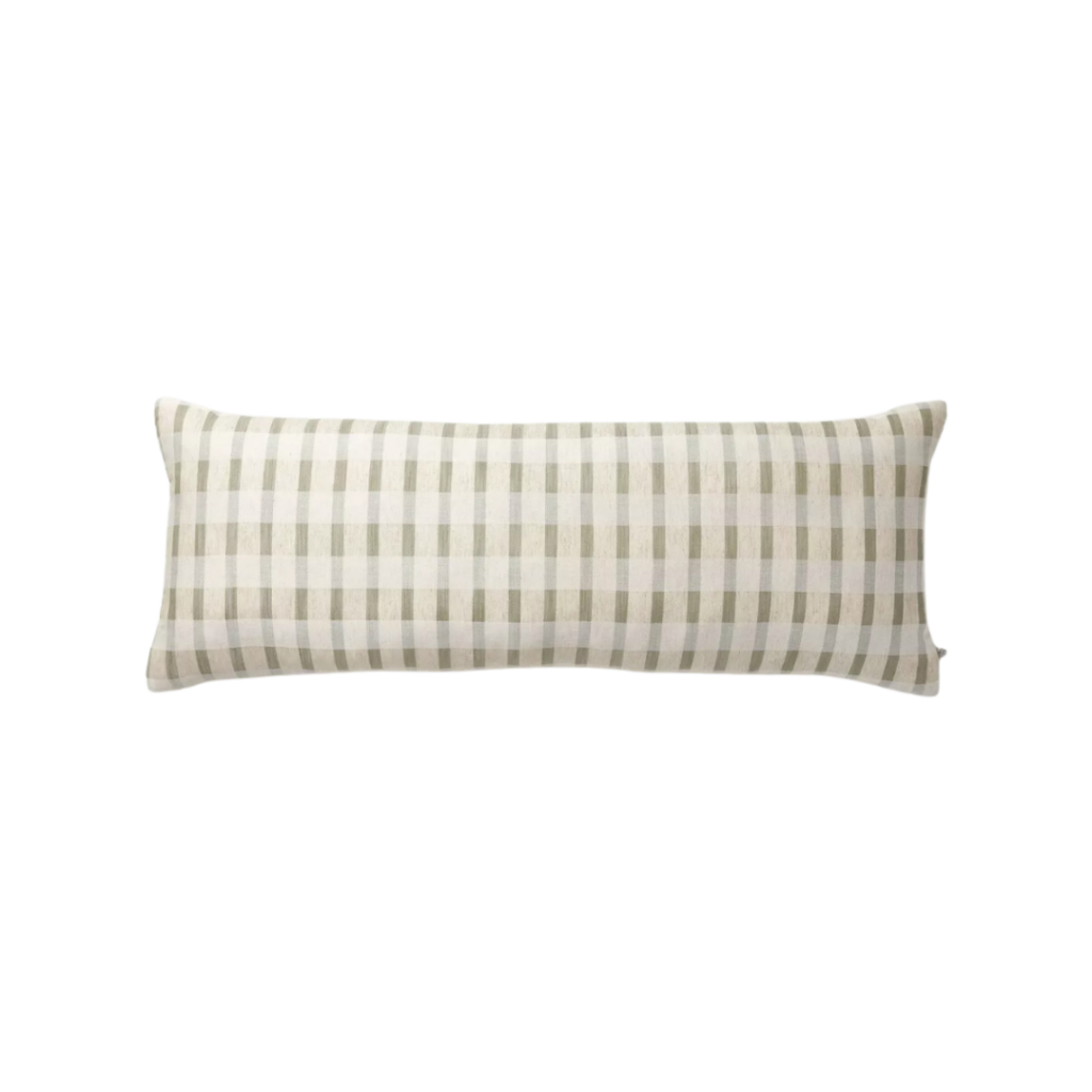 Layered Stripe Lumbar Bed Pillow Sage Green/Cream/Natural - Hearth & Handâ„¢ with Magnolia. Link included for purchase.