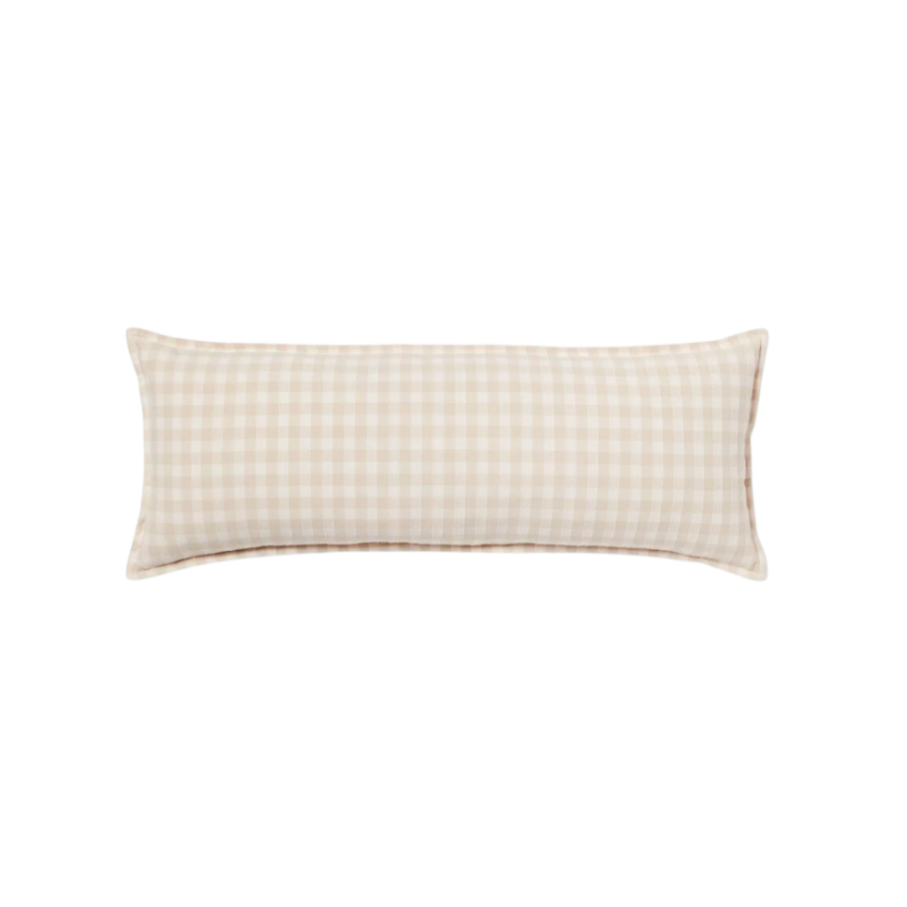Beige And Cream Gingham Lumbar Pillow Link included for purchase.