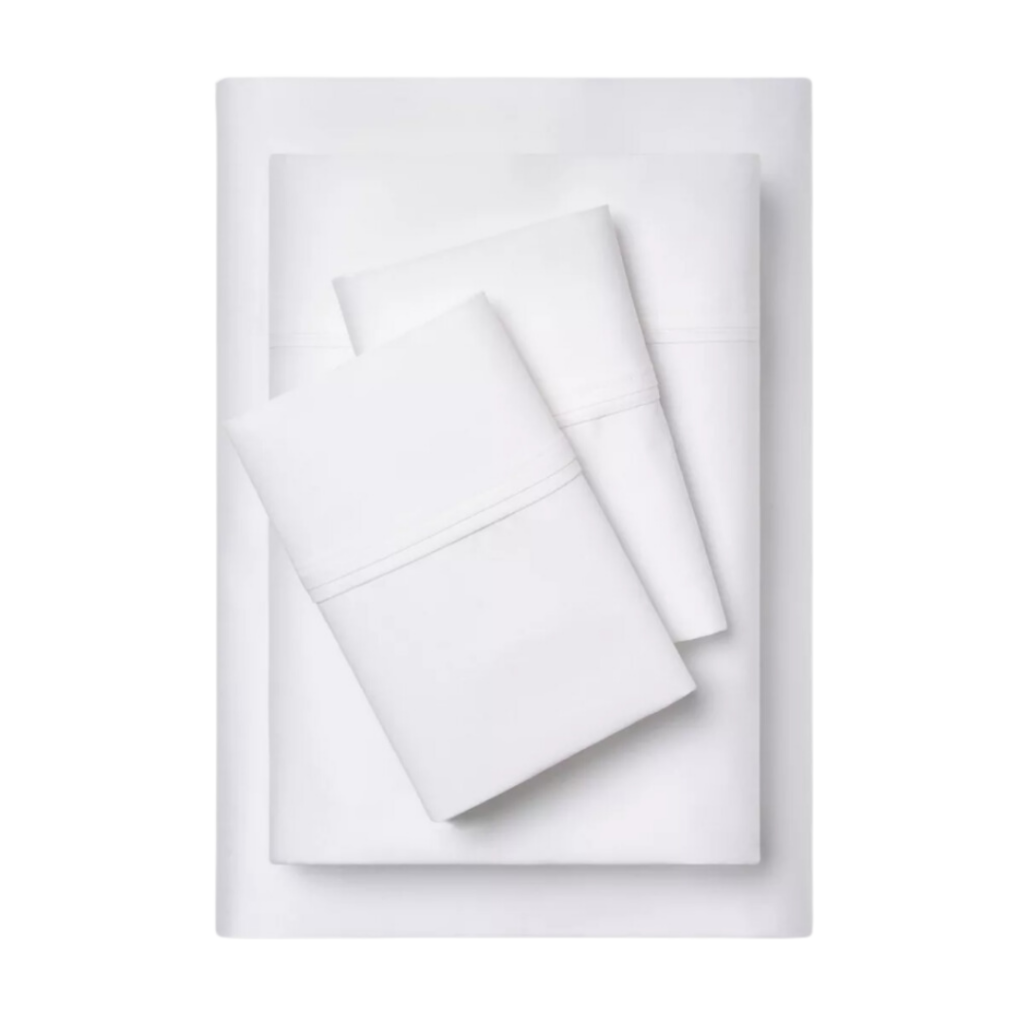 useful household items. Image of white bedsheets.