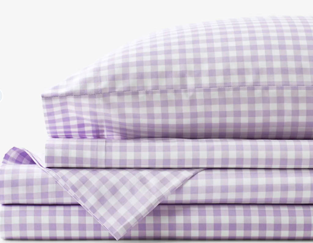 gingham bedroom styling