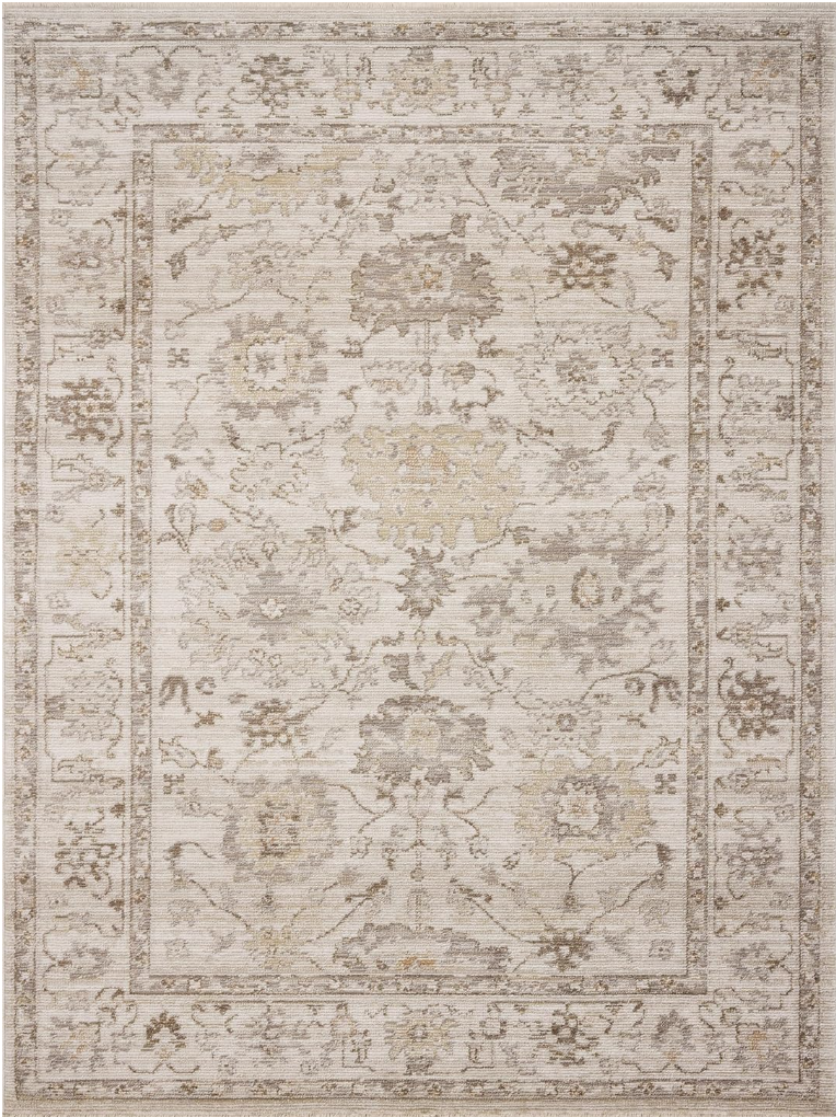 affordable rugs best. Image of rug with cream, brown, and white floral pattern.