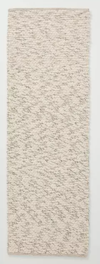 hallway rug ideas. Image of wool runner rug with in cream and brown.