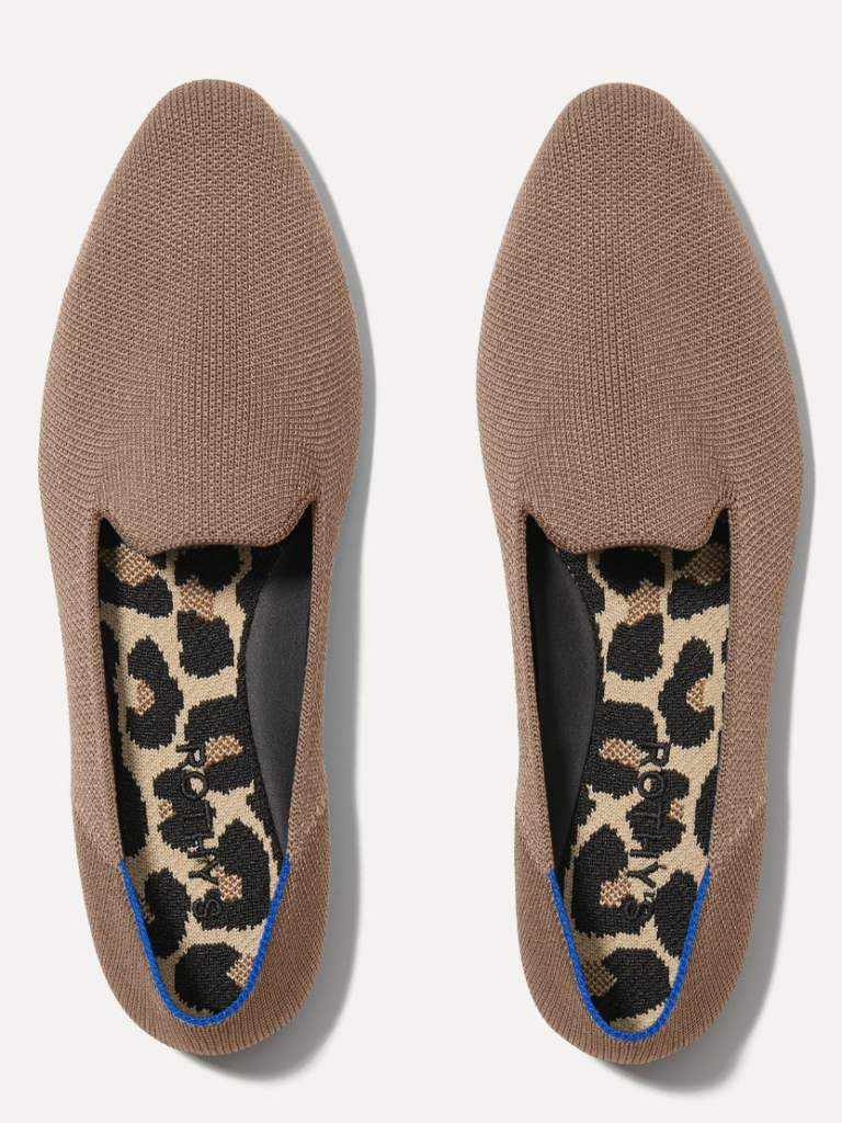 best shoes on feet all day. Image of tan loafer flat.