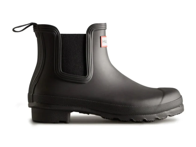casual teacher shoes. Image of black chelsea rain boots.