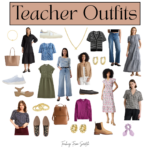 cute teacher outfits. Image that says "Teacher Outfits" and has images of a variety of the teacher outfit items, shoes, and accessories featured in this post.