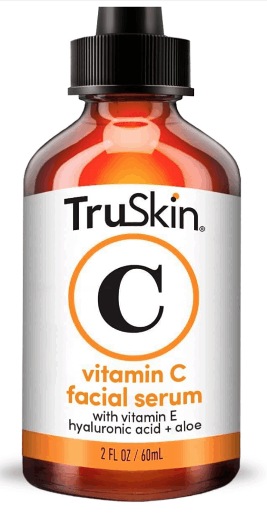 monthly favorite skincare. Image of TruSkin vitamin C Serum in amber bottle.
