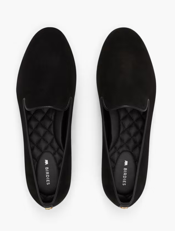 teacher shoes comfortable for women. Image of black velvet flats.