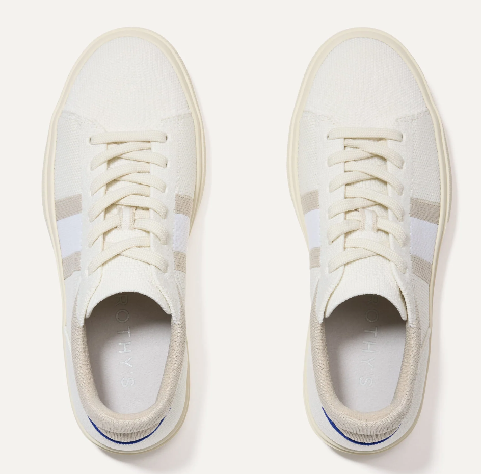 teacher shoes outfits. Image of white and tan sneaker.