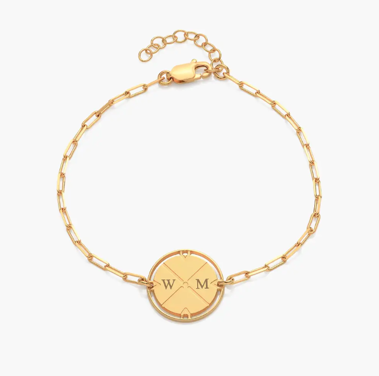 best Christmas gifts for women. Image of gold bracelet with initial charm.