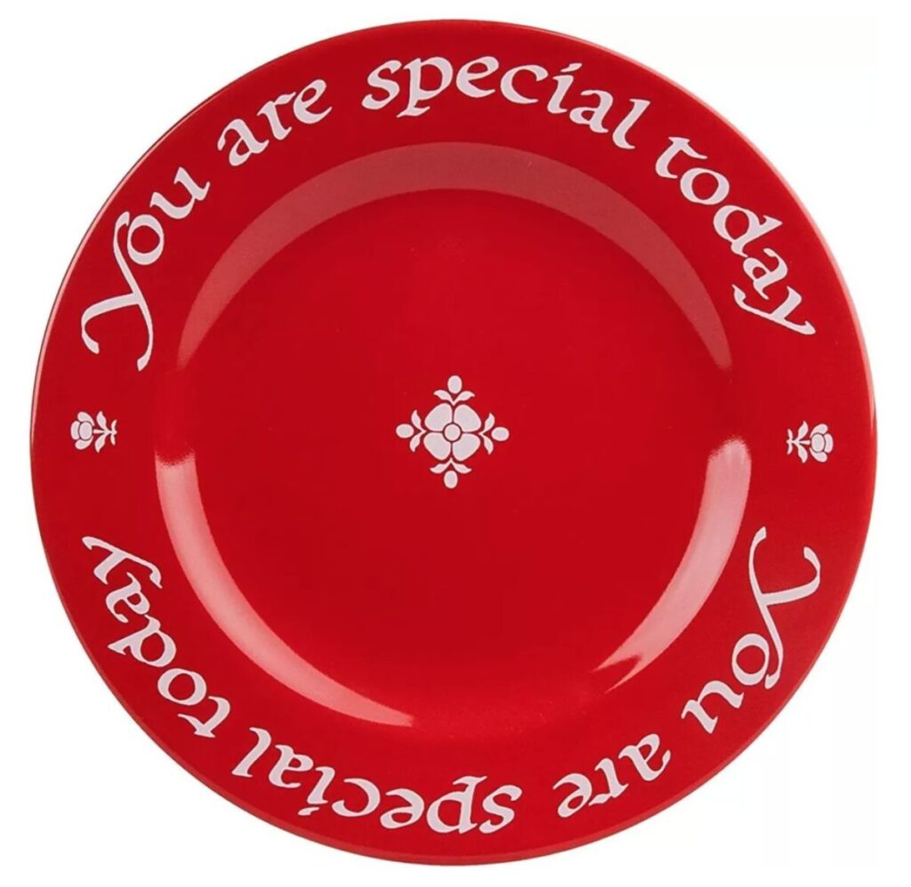 Birthday tradition ideas. Image of red "you are special today" plate. 