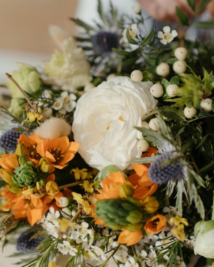 favorites list. Image of orange, white, yellow, and purple flowers.