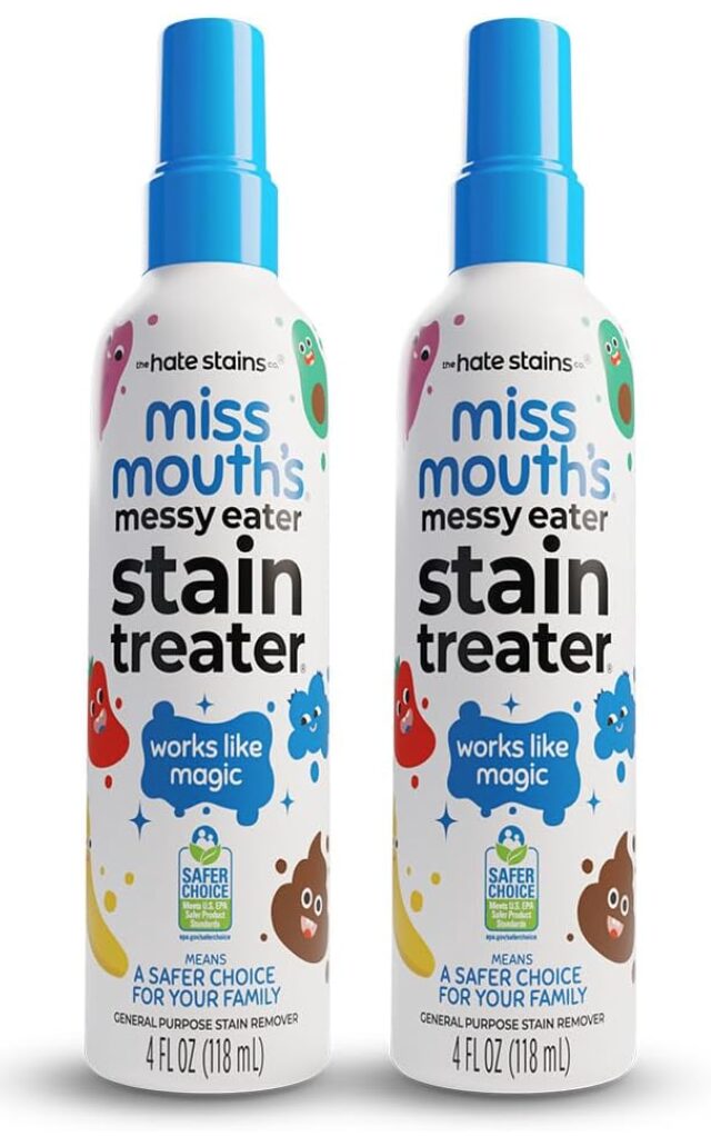 image of miss mouth's messy eater stain treater bottle. 
